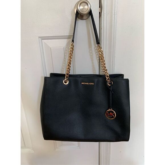 Michael Kors black handbag tote - Picture 1 of 8